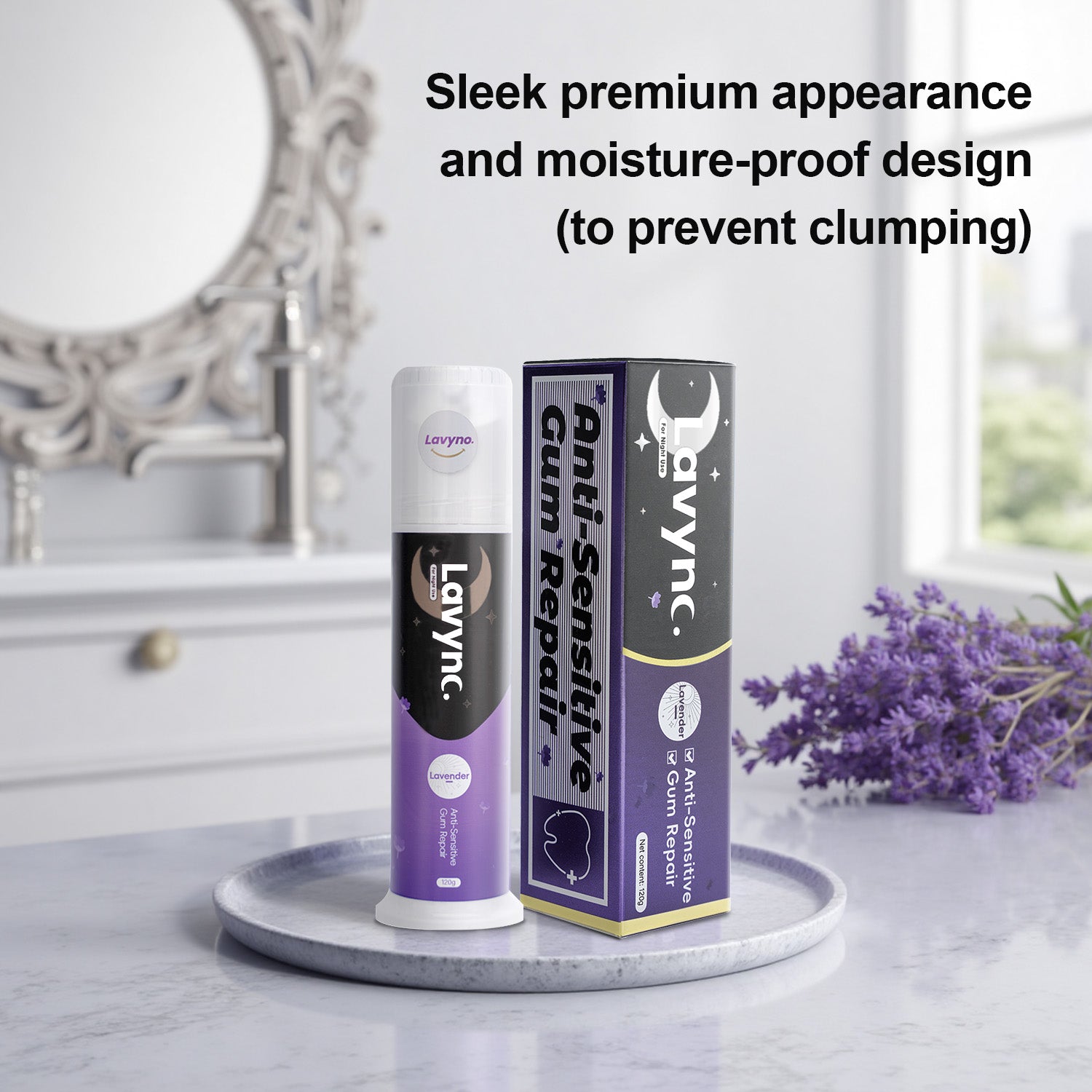 Lavyno Toothpaste, Whitens Teeth, Freshens Breath, Relieves Sensitivity, Repairs Gums, Strengthens Enamel, Reduces Gum Inflammation, Oral Health – Elegant Hard-Shell Cylindrical Tube (Moisture-Proof)