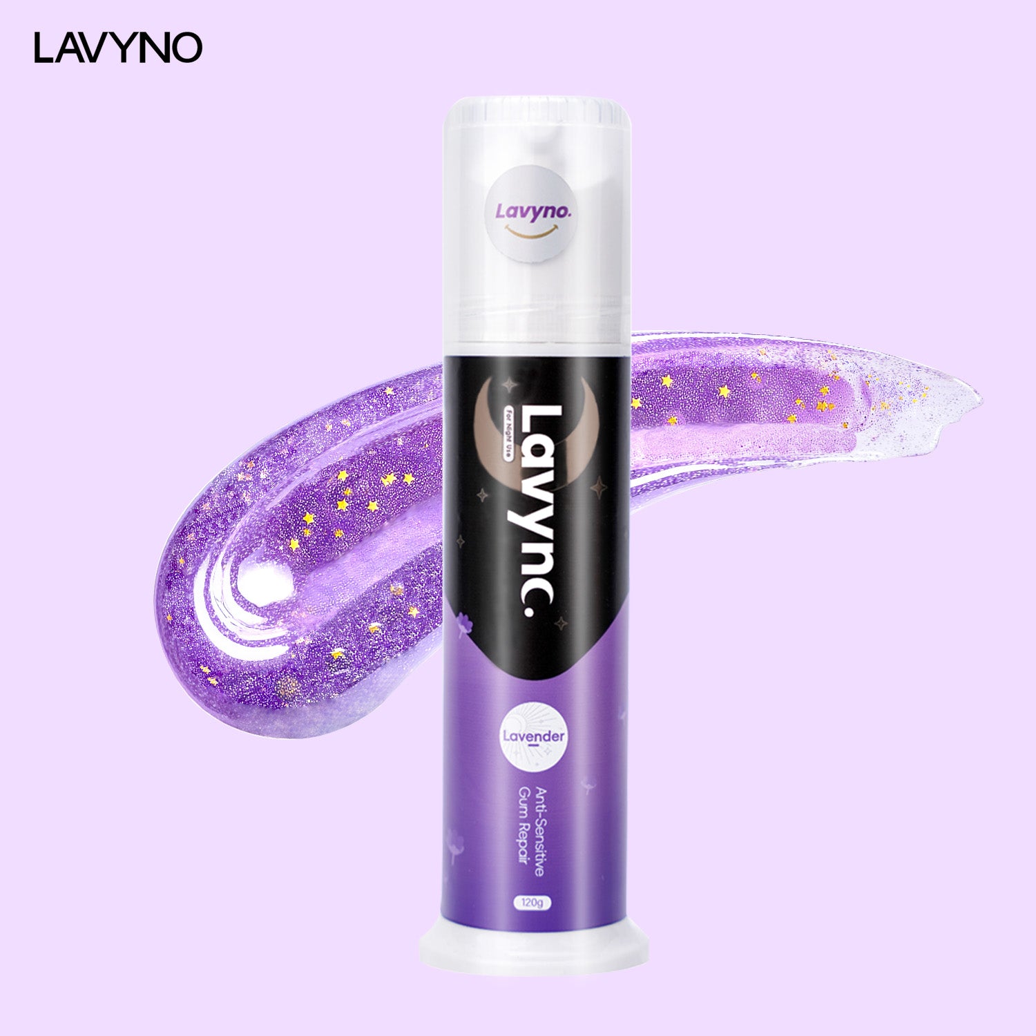Lavyno Lavender Toothpaste, Relieves Sensitivity, Repairs Gums, Strengthens Enamel, Reduces Gum Inflammation, Free of Fluoride, Oral Health – 120g Elegant Hard-Shell Cylindrical Tube (Moisture-Proof)