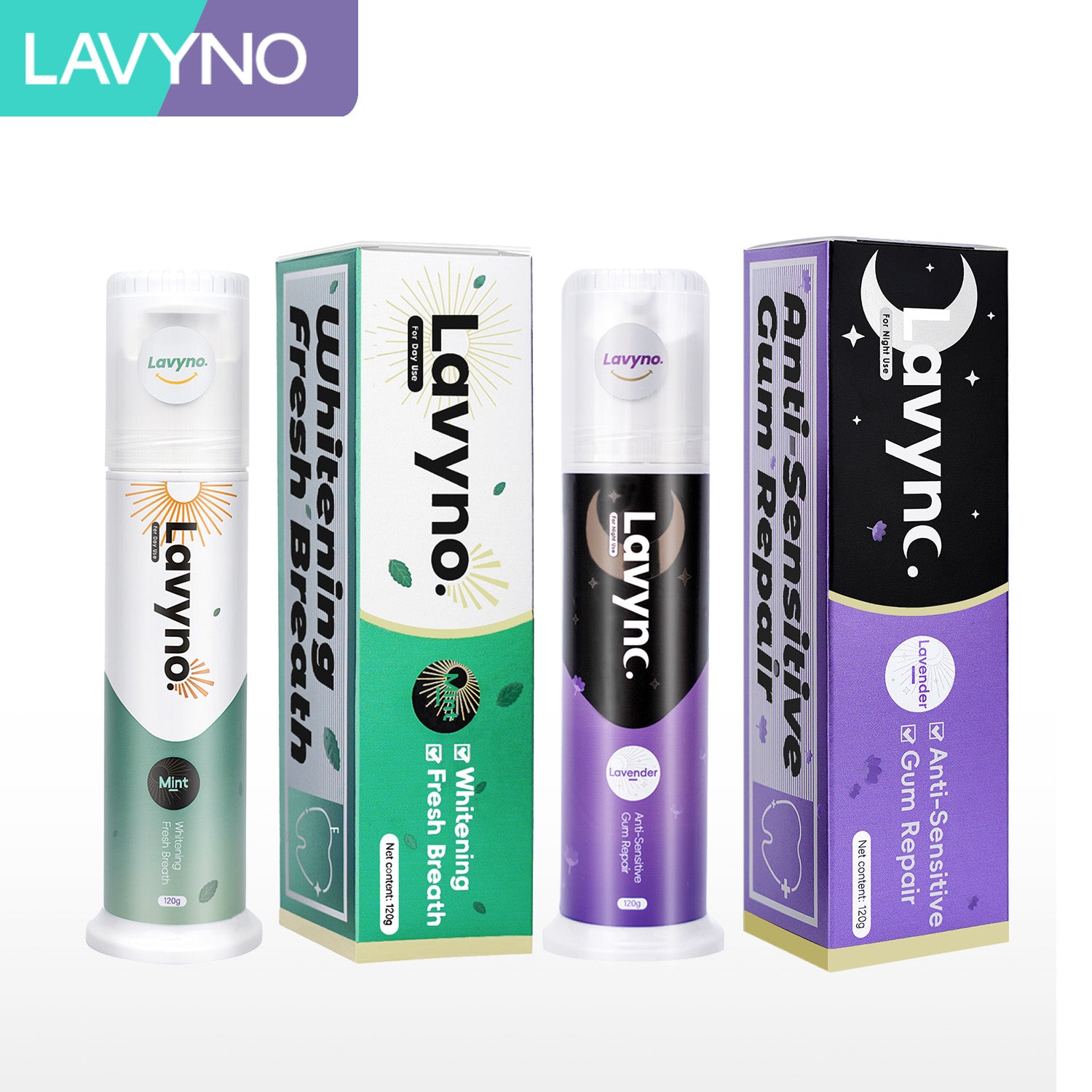 Lavyno Toothpaste, Whitens Teeth, Freshens Breath, Relieves Sensitivity, Repairs Gums, Strengthens Enamel, Reduces Gum Inflammation, Oral Health – Elegant Hard-Shell Cylindrical Tube (Moisture-Proof)