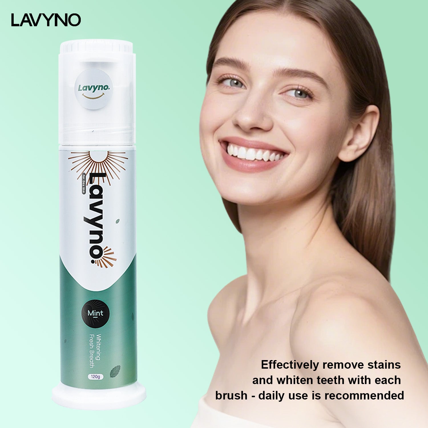 Lavyno Mint Toothpaste, Freshens Breath,Teeth Whitening, Anti plaque, Deep Cleansing, Oral Health – 120g Elegant Hard-Shell Cylindrical Tube (Moisture-Proof)