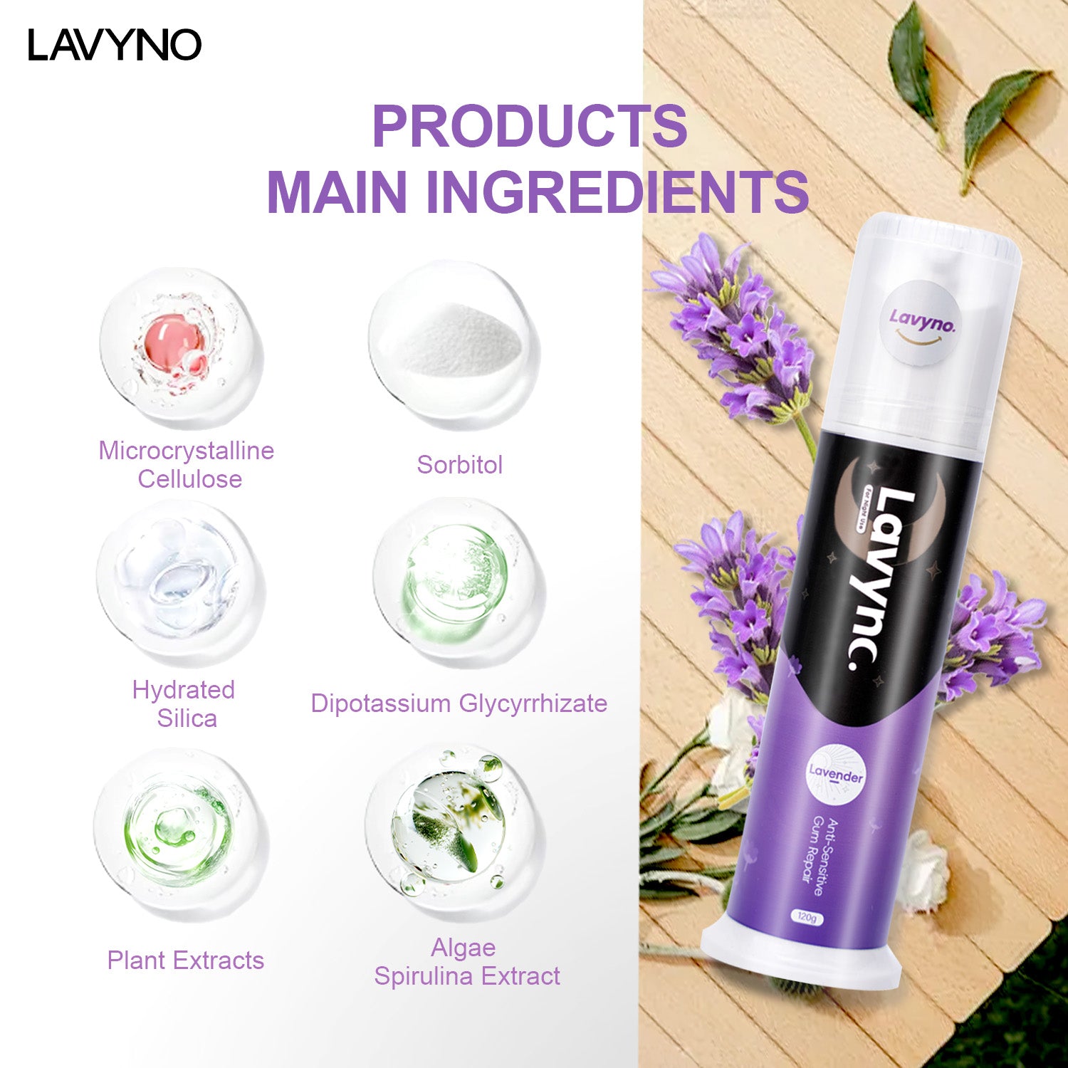 Lavyno Toothpaste, Whitens Teeth, Freshens Breath, Relieves Sensitivity, Repairs Gums, Strengthens Enamel, Reduces Gum Inflammation, Oral Health – Elegant Hard-Shell Cylindrical Tube (Moisture-Proof)