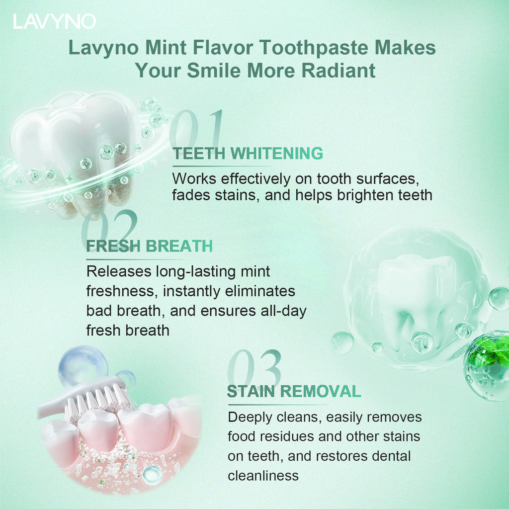 Lavyno Mint Toothpaste, Freshens Breath,Teeth Whitening, Anti plaque, Deep Cleansing, Oral Health – 120g Elegant Hard-Shell Cylindrical Tube (Moisture-Proof)